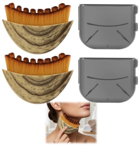 Lot de 2 brosses massage lymphatique visage et décolleté, brosse drainante pour peau éclatante, poils doux, réduit gonflements, améliore circulation