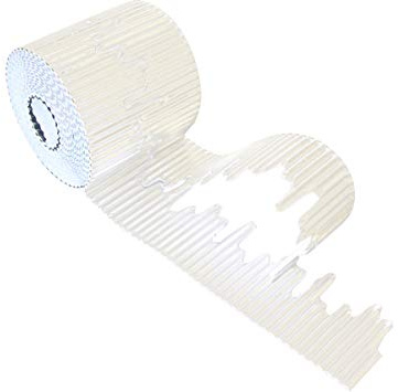 Bright Ideas exhibiciones escolares corrugado escuela, muestra artes y manualidades, 1, 10 cm x 7,5 m, rollo de borde de carámbano blanco mate, papel, 10cm x 7.5m, 7