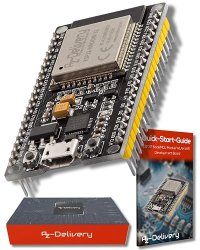 AZDelivery Scheda di Sviluppo ESP32 NodeMCU WiFi CP2102 - Compatibile con Arduino - ESP32 WROOM - WiFi Dual-Mode a 2,4 GHz e Bluetooth WiFi - eBook Incluso