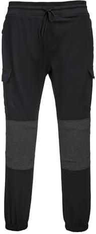 Portwest T803 KX3 Flexi-byxa 4-Vägs Stretch Stretchtyg 5 Fickor Lättvikt | Svart, XL, UPF 40+, Normal Passform, Polyester, Dubbelskikts Förstärkt Knäskydd, Cargofickor på Sidoben, Hållbar, Polybomull
