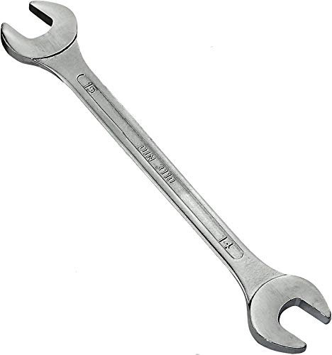 AERZETIX - C45559 - Clé plate double 14x15mm - clé à fourche - clé classique manuelle en acier CR-V pour serrage/assemblage - manche droite - couleur argent