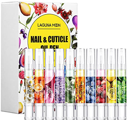 Lagunamoon 10 Pack Cuticle Oil Pens for Nail Care, 5ml Nail Oil Pens with Natural Ingredients to Moisturize and Nourish Dry Nails and Cuticles, Cuticle Oil to Prevent Nail Cracking and Hangnails