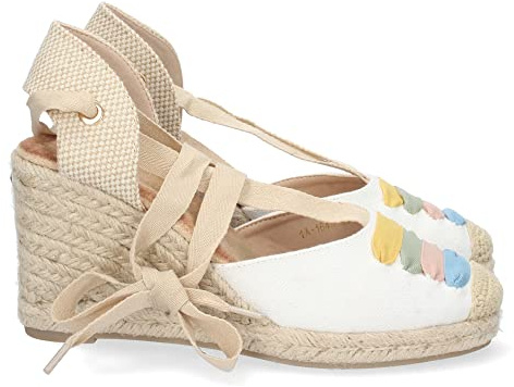 shoes&blues.es 64582-Sandalia de Cuna para Mujer, Forrado de Yute, con Pala Cerrada, y Cierre de Cordones, Primavera Verano 2022. Talla 36 Multi