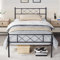 Yaheetech Modern Metallbett 90x190 cm Bettgestelle mit Lattenrost, Doppelbett/Einzelbett, Bettrahmen mit Kopfteil, Gästebett Jugendbett für Schlafzimmer Gästezimmer Schwarz