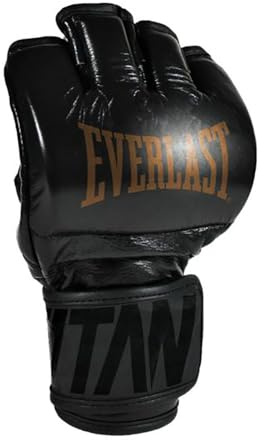 Everlast Titan Pro Gants de MMA – Couleur Noir, Taille L – Ajustement sûr et confortable avec sangle de poignet auto-agrippante – Idéal pour les arts martiaux mixtes (MMA).