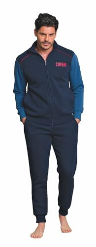 Enrico Coveri Tuta Uomo in Felpa GARZATA, Vari Modelli, Tuta Sportiva Uomo, Tuta Uomo Invernale Cotone Felpato Anche Taglie Maxi (2046 Blu, M)