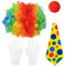 4 Stück Clown Kostüm Accessoire, Clown Perücke, Clown Lockenperücke + Clownsnase + Handschuhe + Bunte Krawatte, Fasching Karneval Kostüme für Kinder Damen Herren
