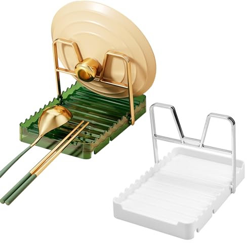 Zfseyuh 2 Pièces Porte Cuillere Cuisine,Repose Cuillère Cuisine Repose Couvercle Pliable Porte Cuillere Repose Ustensiles pour Ustensiles de Cuisine