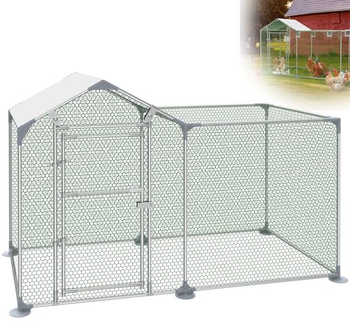 XMTECH Hühnerstall Hühnerhaus Dach Geflügelstall für Hühnerkäfig Geflügelstall Kleintiere, Verzinkter Stahlrahmen mit PE Dach (2 x 1 x 1,4 m)