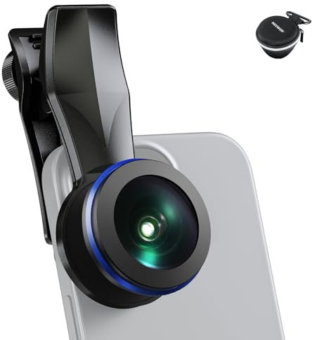 NEEWER Objetivo VR de Ojo de pez de 200 ° con Rosca de 17 mm, Clip para visión panorámica, transmisión en Vivo, Paisaje Exterior, Arquitectura, Compatible con iPhone 16 Pro MAX S24 Ultra