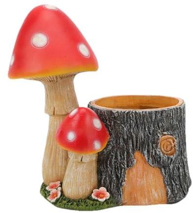 Milageto Maceta de Resina con Forma de Hongo iluminada, Maceta para Plantas, con energía Solar, Adorno de Mesa para Mesa de Comedor, Decorativa, Multiusos