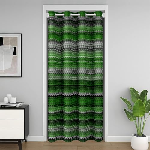 Homemissing Cortina de flecos transversales para puerta de puerta, privacidad, 86 x 203 cm, 1 panel, a rayas, cortina geométrica para puerta de armario, cortina opaca con oscurecimiento del 30% al