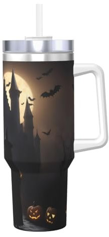 Halloween Goth 1 - Borraccia termica in acciaio INOX con manico e coperchio con cannuccia