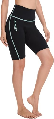 Lemorecn Women's 2mm Super Stretch Neoprene Wetsuit Pants & Shorts | High-Waisted Wetsuit Pants, Flexible & Comfort, Thermal Warm Neoprene Swimming Pants for Diving Surfing Kayaking