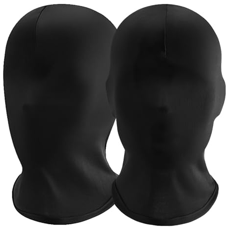 QKEINV 2pcs Black Full Face Mask, Halloween Full Black Mask, Spandex Hood for Unisex Cosplay, Faceless Skin Masks Halloween Dress Up for Cosplay Halloweens Party Costume Unisex Men Women