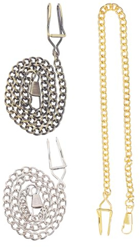 LALADEFIEE Catena per Orologio da Tasca Vintage in Metallo 3 Pezzi | Accessori Retrò Leggeri e Portatili, Installazione Semplice, Stile Chic per Abiti Casuali e Formali