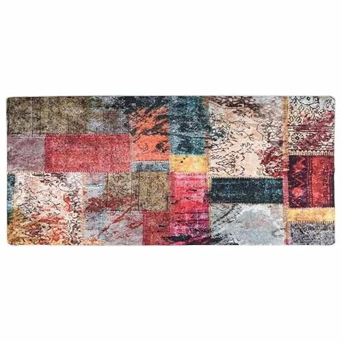 Eleganz Tappeto lavabile, patchwork, 80 x 300 cm, multicolore, 100% poliestere, antiscivolo, per soggiorno, camera da letto, facile da pulire, resistente ed elegante