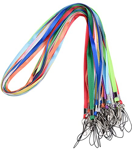 Wisdompro Schlüsselband Lang 20 Stück, Schlüsselbänder mit Fahnenstange Clip, Lanyard für Ausweise, Schlüssel (10 Farben)