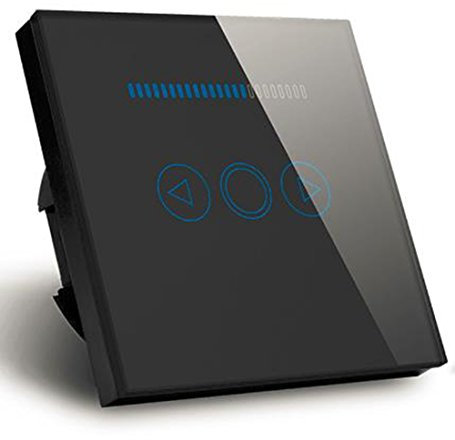 Interruptor regulador de luz led de 500 W con pantalla de cristal templado táctil (norma europea), Negro