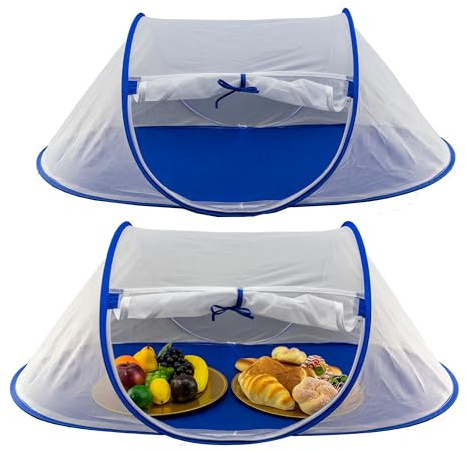Iconikal 2-Pack Jumbo Folding Mesh Food Tent 43x21-Inch Wind-Resistant Zippered Door Picnic BBQ Outdoor Camping Food Cover Insect Protection
