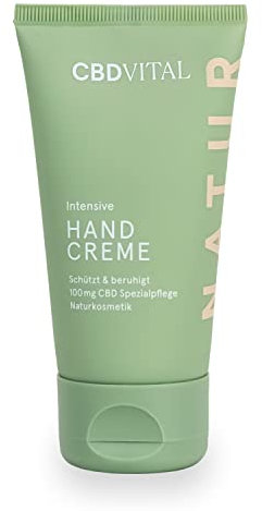 CBD Handcreme - Schnell einziehend für trockene Hände | Naturkosmetik | Wirkt besonders beruhigend bei empfindlicher Haut | 100% vegan | 100 mg Cannabidiol | Für Männer & Frauen | CBDVITAL