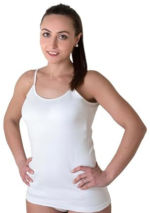 Pacco da 3 Canotta Donna Cotone 100%,Canottiera Donna Spalla Stretta Cotone,Canotte Intime Donna Bordo Liscio in Raso o Pizzo macramé, Top Donna Estivo Cotone, Corpetto Donna Intimo (Raso/Bianco,S)