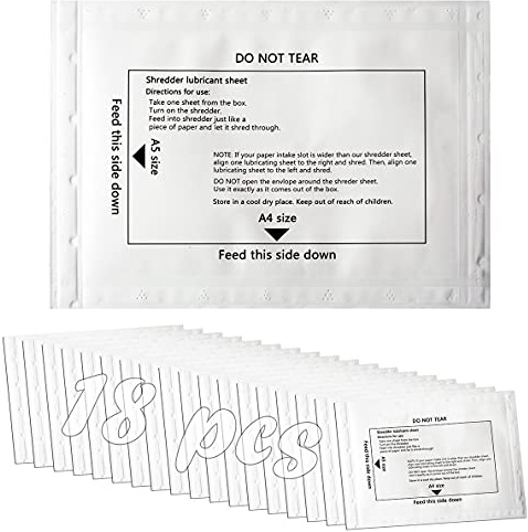 Ansoon Paper Shredder Lubricant Lubricating Sheets, Paper Shredder Oil Sharpening & Cleaning Sheet for Cross-Cut and Micro-Cut Paper Shredders (18-Pack)