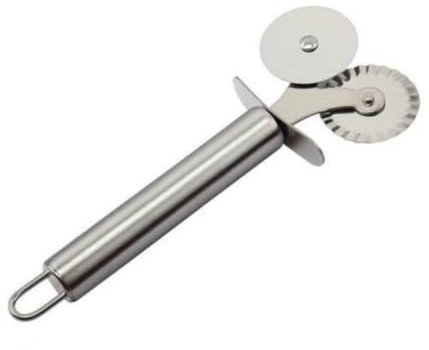 TrAdE Shop Traesio Doppia Rotella in Acciaio Inox Pizza Pancake Pie Taglia AFFETTATRICE Lama