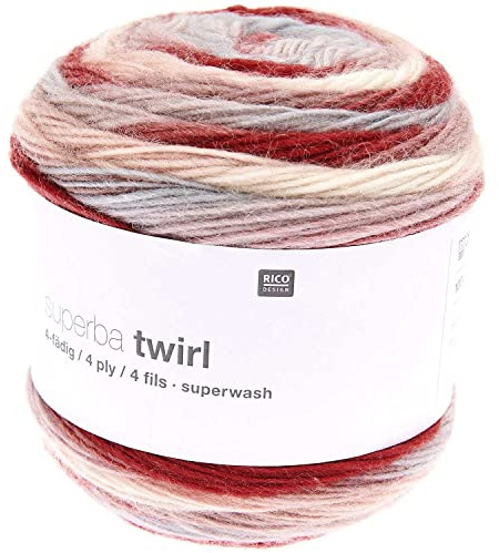 Rico Design Superba Twirl Ovillo de lana para calcetines de 4 hilos con degradado de color, hilo para tejer para dos calcetines diferentes, 100 g (07)