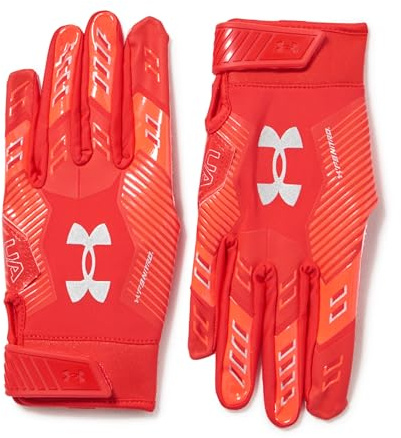 Under Armour Men's F9 Nitro Football Gloves, (600) Red/Beta/Metallic Silver, Medium