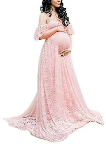LAEMILIA Robe Grossesse Shooting Photo Robe Femme Enceinte Eté Robe Maternité Dentelle Tenue Grossesse Photographie Elégante pour Plage Mariage Soirée Cocktails Cérémonie S-XXL