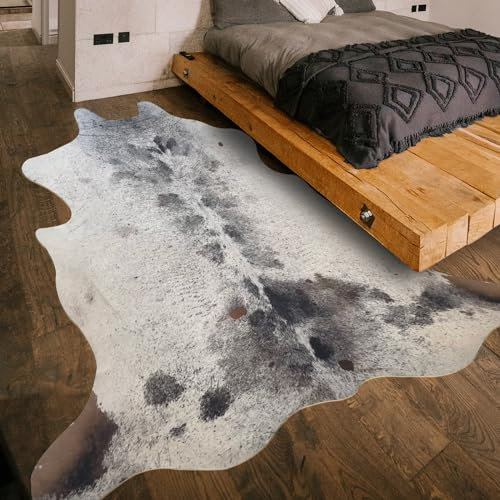 Guyi Rare Large Cowhide Rug 10X8 ft Cow Rug Rustic Chic Western Rugs for Bedroom Living Room Dining Room Brown Animal Rugs Cow Print Non Slip Cow Area Rugs (XXL (10X8 ft), Grey Cowhide)