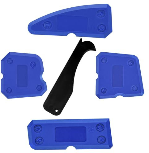 Tabanzhe Silicone Sealant Finishing Tool Kit-5 Pcs Silicone Smoothing Caulking Tool Multi-Edge Sealant Applicator Remover for Bathroom, Kitchen and Tile Sealing Caulking Projects(Blue)