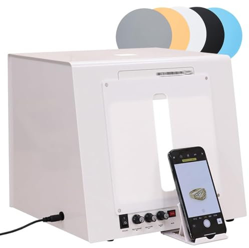 moupeaktain Fotografía con Caja De Luz De Metal, Caja De Estudio Fotográfico Regulable con Luces LED/Plato Giratorio/2 Temperaturas De Color, Tienda De Fotografía para Estudio Fotográfico