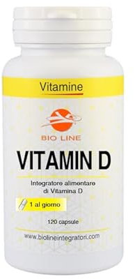 Laboratori Bio Line - Vitamina D3 2000 UI in Capsule (120 Capsule) Integratore Vitamina D Fornitura 4 Mesi, Contribuisce ad un Migliore Assorbimento di Calcio e Fosforo