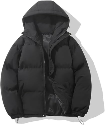 Hecatombic Manteau d'hiver à Capuche Chaud pour Femme Design Classique Manteau Parker matelassé doublé Chaud Manteau Ample et Chaud à col Haut Manteau de Neige décontracté (Noir,M)