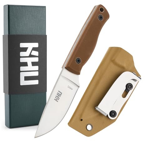 KHU Coltello da Collo Coltello a lama fissa EDC Coltello da caccia Coltello da sopravvivenza Coltello da campeggio - 440C Acciaio G10 Handle - All'aperto accessori With Kydex Sheath (26A-New)
