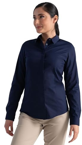 Chef Works Women's Premium Formal Dress Shirt, Navy, Small
