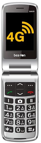 Beafon, SL645, LTE 4G, Silverline, seniormobil med SOS nödsamtalsknapp, hopfällbar mobiltelefon, XXL innerskärm 7,11 cm (2,8 tum) (7,11 cm)/XXL färgytterskärm 1,77 tum (4,49 cm), kamera 3,0 MP, silver