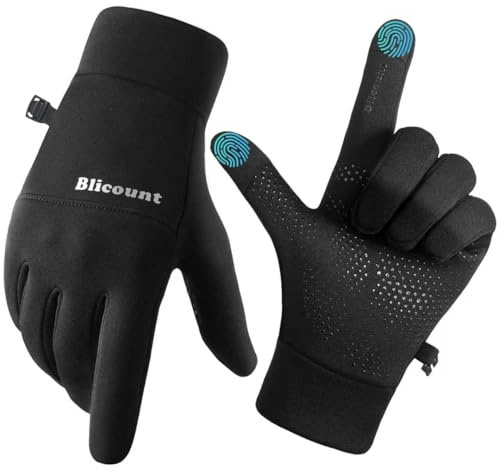 Blicount Gants pour homme et femme - Gants de course chauds et antidérapants - Gants de vélo compatibles écran tactile - Gants d’hiver - Gants de sport pour le vélo, la course, la randonnée, la