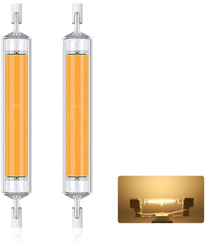 Lampadine LED R7S 118mm Dimmerabili, 30W Equivalenti a Lampadine Alogene 300W, Senza Sfarfallio, Bianco Caldo 3000K, 3000LM, CA 220-240V, Angolo di Illuminazione a 360°,Warm white,118mm 2Pcs