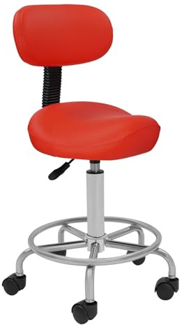 Kanbihao Sadelstol, snurrpall, justerbar höjd 360° vridbar ergonomisk barstol med ryggstöd för frisörsalong övning studio 150 kg, lastbar för vuxna, hem, kontor, röd