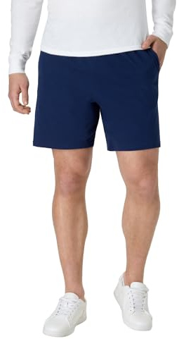 Hanes Men's Athletic Favorite Cotton Pull-On Knit Pockets Gym 7.5in Inseam Shorts, Navy, Large