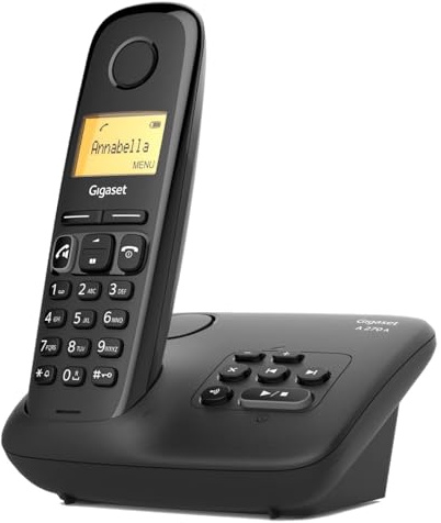 Gigaset A270A - Cordless DECT Telephone with an Answering Machine - Handsfree Handset - Illuminated Graphical Display and Keypad, Black [UK Version]