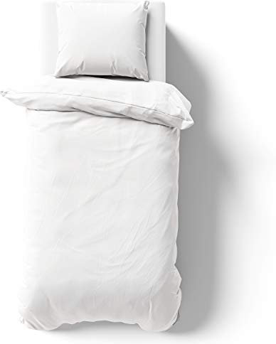 Alreya Mako Satin Bettwäsche 135 x 200 cm mit Kissenbezug 80 x 80 cm - 100% Baumwolle mit Reißverschluss, Superweiches Bettbezug, Oeko-TEX® Standard Zertifiziert, Weiß