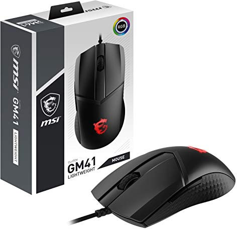 MSI Clutch GM41 Lightweight - Ratón Gaming (16000 dpi, RGB, 6 Botones, 2m FriXionFree Cable Trenzado, Diseño Simétrico) Negro