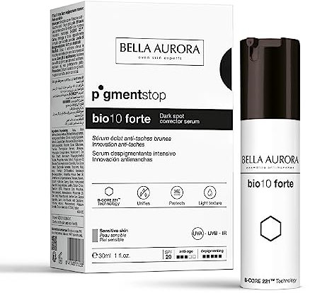 BELLA AURORA - Intensives Anti Pigmentflecken Serum Bio10 Forte 30 ml, Depigmentierungsserum für Empfindliche Haut, mit B-CORE 221™ Technologie und LSF 20 Sonnenschutz UVA, UVB und IR