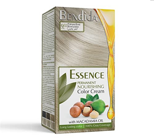 Bendida Permanente Haarfarbe 120 ml mit Macadamia-Öl und 6% Oxidationsmittel | 100% Grauhaarabdeckung & langanhaltender Glanz | Set mit Vor-Serum, Farbcreme & Fixier-Conditioner (9.02 Platinblond)