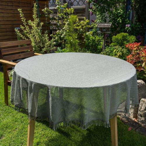 laro Gartentischdecke Wetterfest rutschfest Rund, Muster:Grau, Größe:Rund Classic 160cm