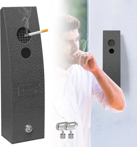 Wall Mounted Cigarette Bin Outdoor, Smoking Bin, Heavy Duty Steel Wall Mounted Ashtray Outdoor, for Public Areas, Pubs, Clubs, Restaurants, garden